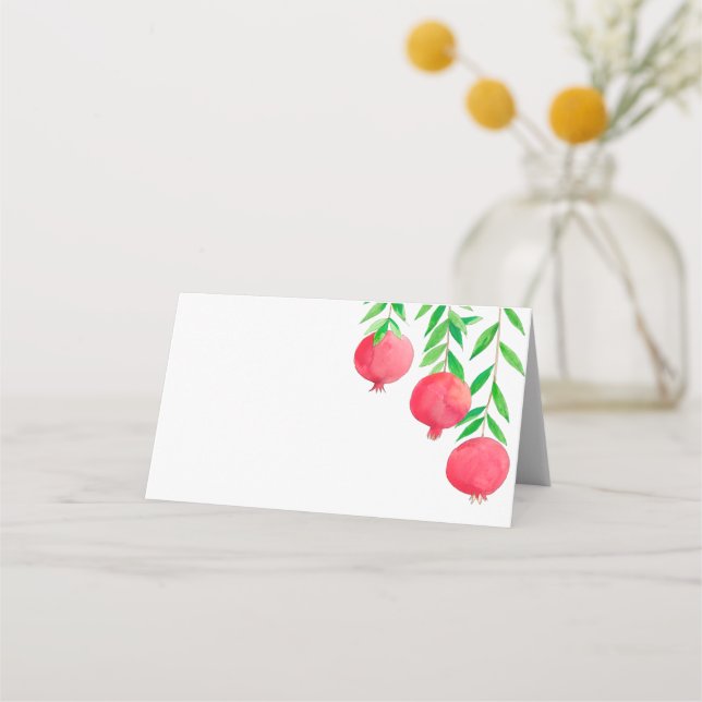 Pomegranate Jewish Place Cards, Table Card (Front)