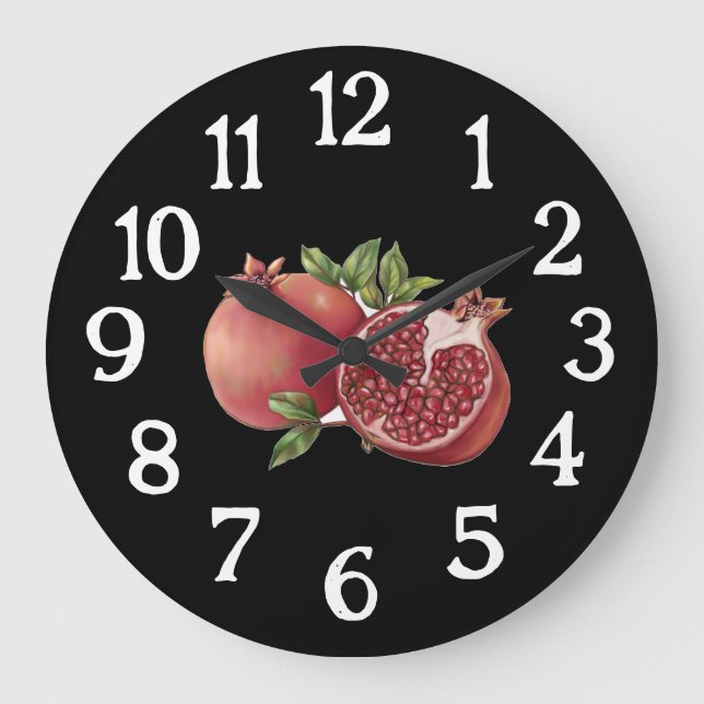 Pomegranate Kitchen Clock - Black (Front)