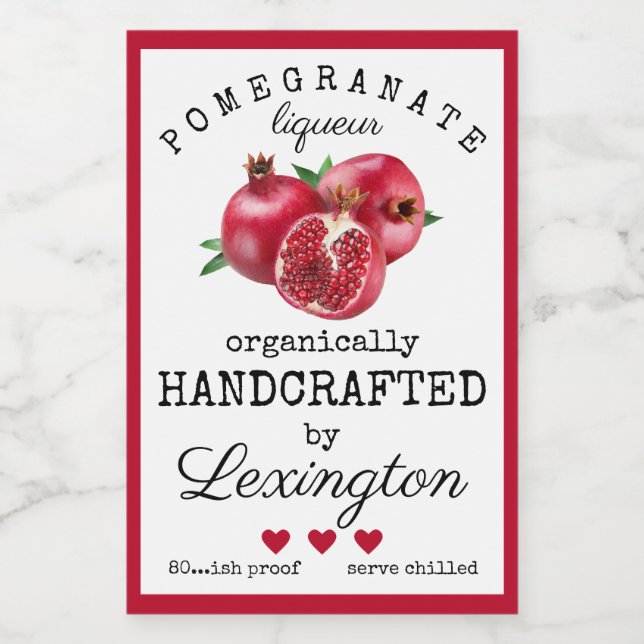 Pomegranate Liqueur Label For A Small Bottle | (Single Label)
