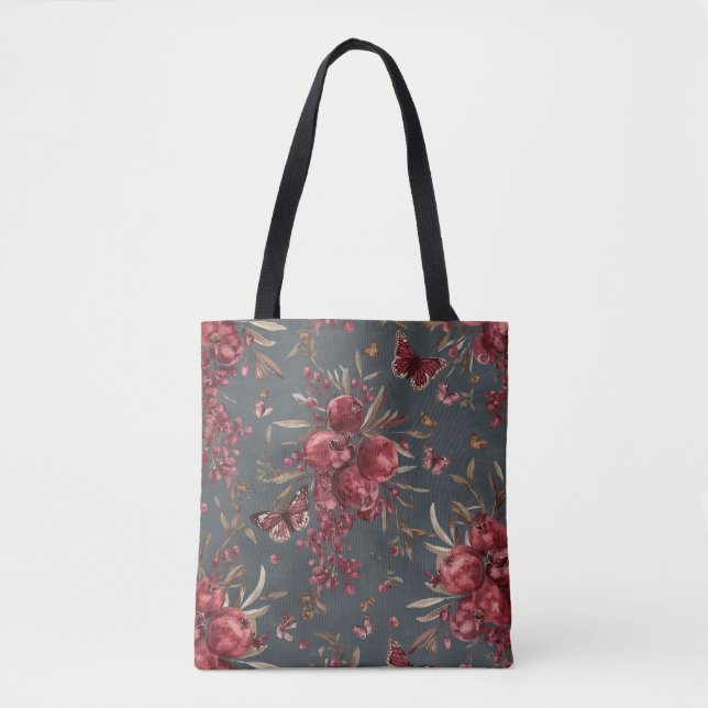 Pomegranate & Olive Botanical Tote Bag (Front)