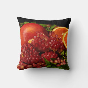 Pomegranate, Orange and Mint Cushion