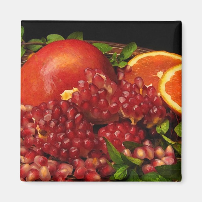 Pomegranate, Orange and Mint Magnet (Front)
