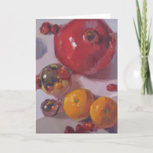 "Pomegranate Orange Christmas" Blank Holiday Art C Card