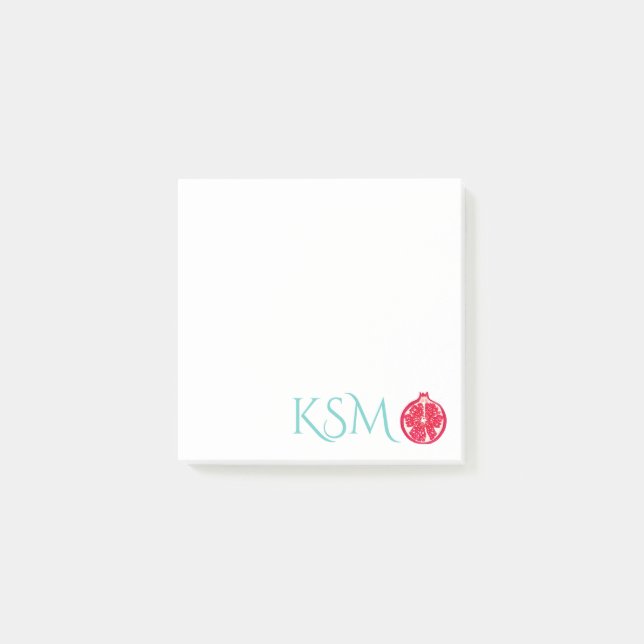Pomegranate Painted Monogram Post-it Notes (Front)