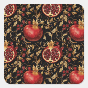 Pomegranate Paradise -Rich Floral Seamless Pattern Square Sticker