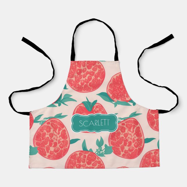 Pomegranate Pastel Colourful Personalised Pattern Apron (Front)