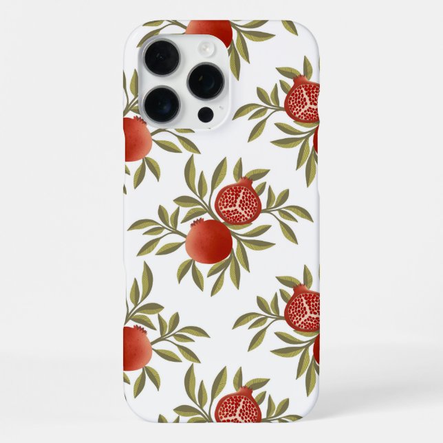 Pomegranate Pattern Botanical iPhone 16 Pro Max  Case (Back)