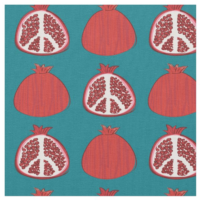 Pomegranate Peace Signs Fruit Fabric (Close Up)