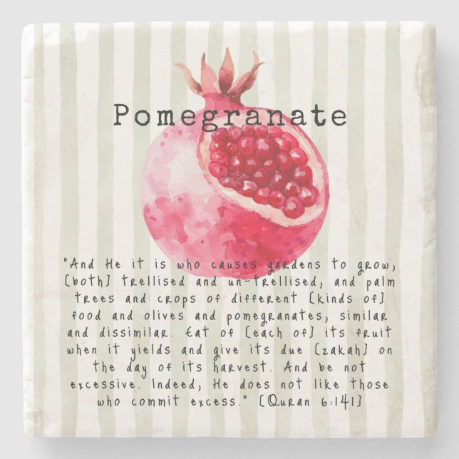Pomegranate Quran Verse Stone Coaster (Front)