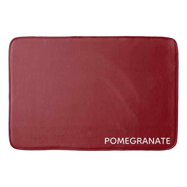 Pomegranate red colour name bath mat (Front)