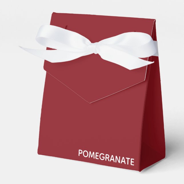 Pomegranate red colour name favour box (Front Side)