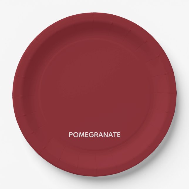 Pomegranate red colour name paper plate (Front)
