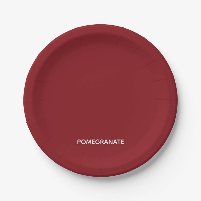 Pomegranate red colour name paper plate (Front)