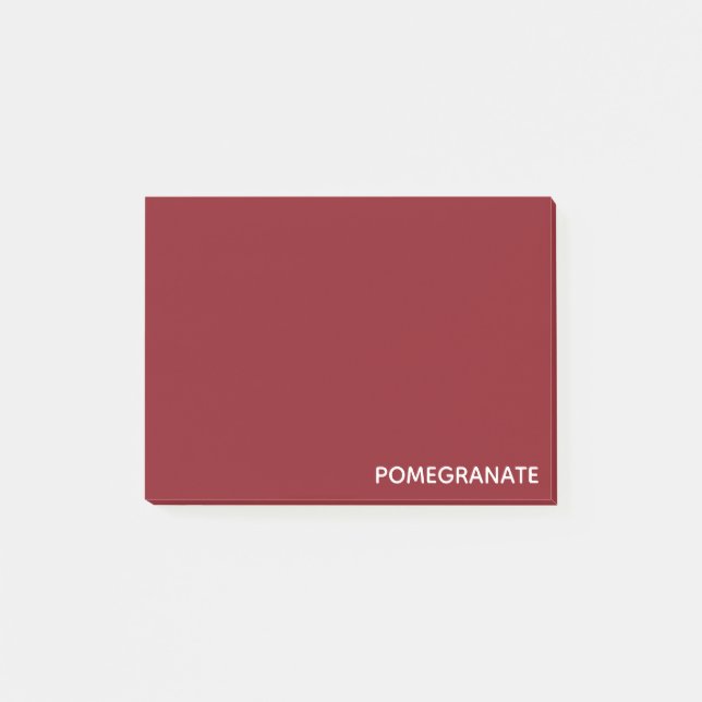 Pomegranate red colour name post-it notes (Front)