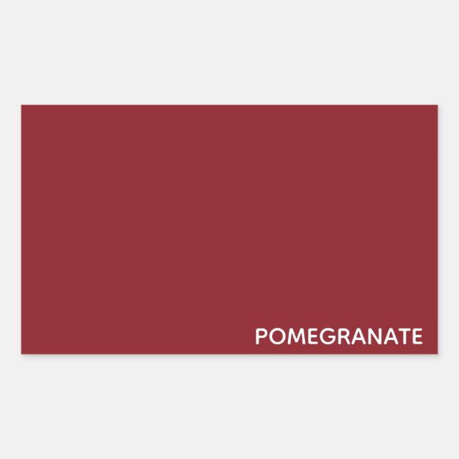 Pomegranate red colour name rectangular sticker (Front)