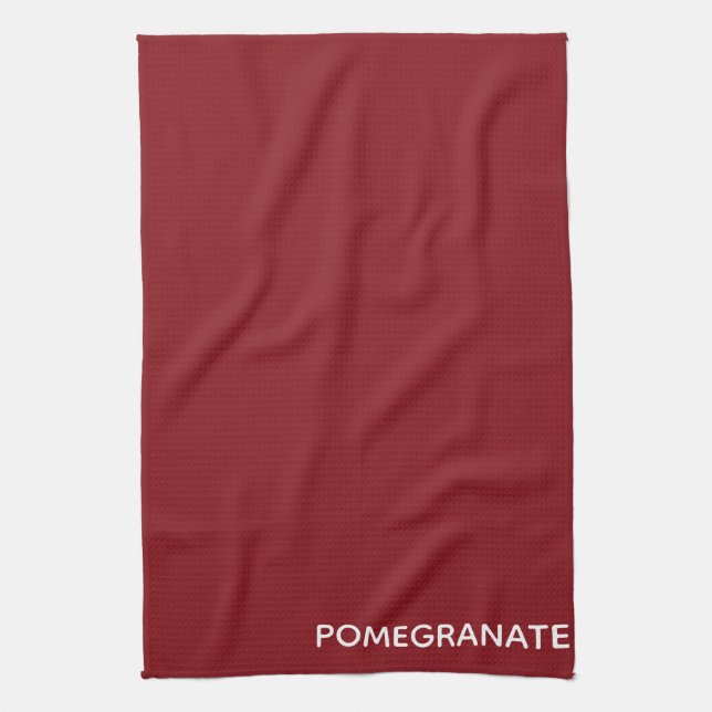 Pomegranate red colour name tea towel (Vertical)