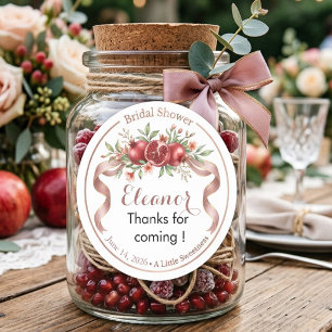 Pomegranate & Ribbon Bridal Shower Favour Sticker