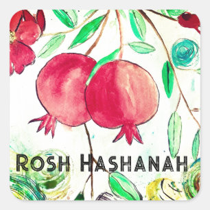 Pomegranate Rosh Hashanah Fruit Shana Tova Square Sticker