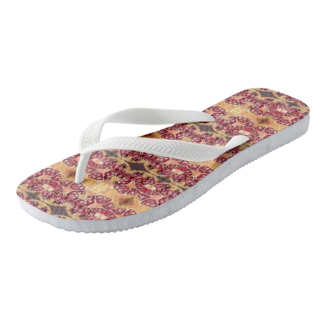 Pomegranate Seeds Pattern Flip Flops (Angled)