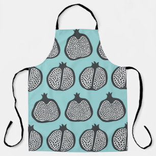 Pomegranate Slices: Black Aqua Pattern. Apron