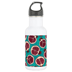 Pomegranate slices on turquoise 532 ml water bottle