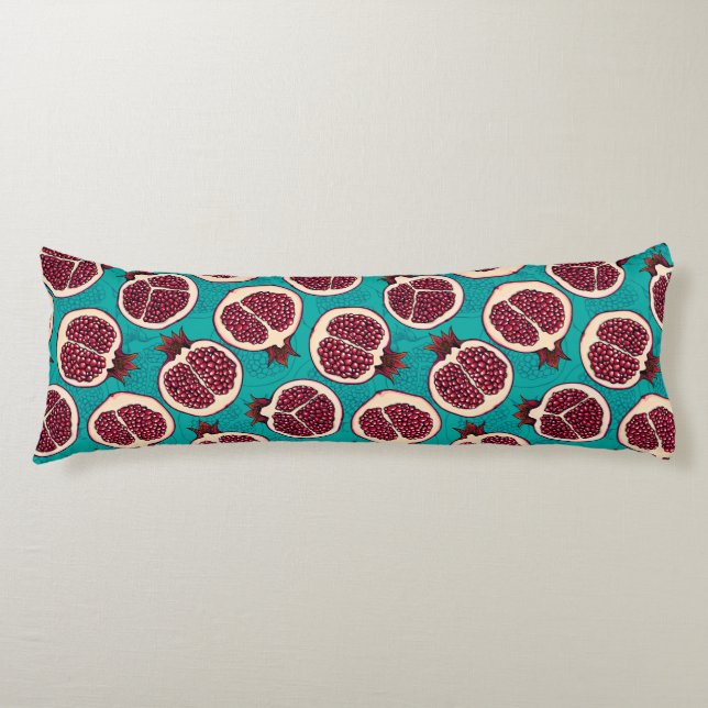 Pomegranate slices on turquoise body cushion (Front)