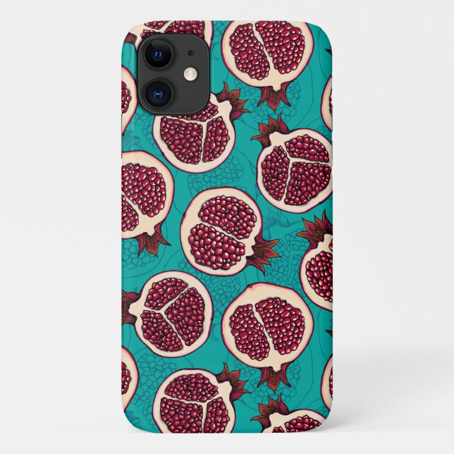 Pomegranate slices on turquoise Case-Mate iPhone case (Back)