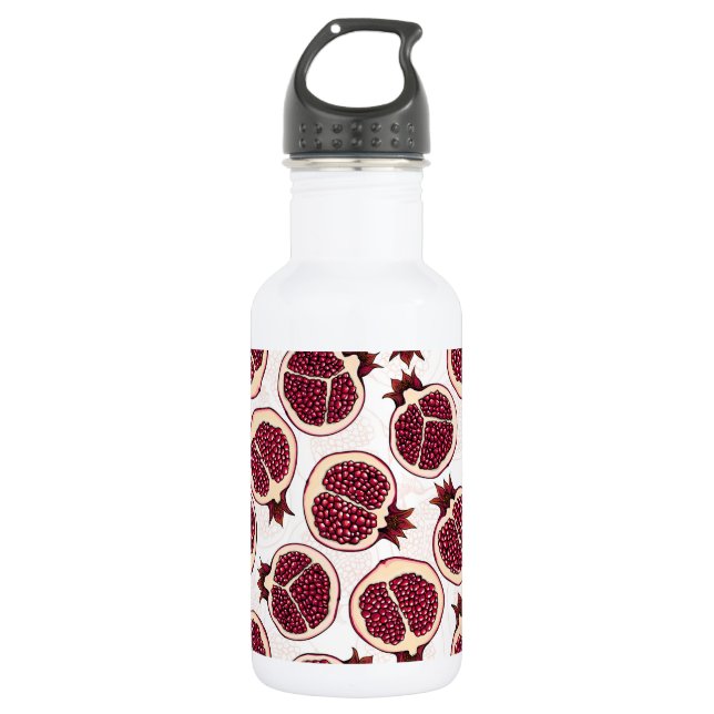 Pomegranate slices on white 532 ml water bottle (Front)