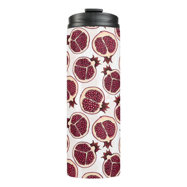 Pomegranate slices on white thermal tumbler (Front)