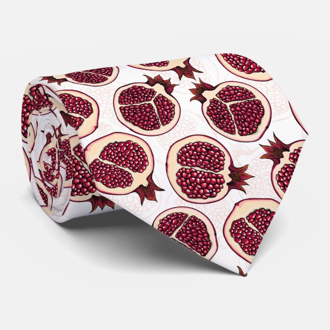 Pomegranate slices on white tie (Rolled)