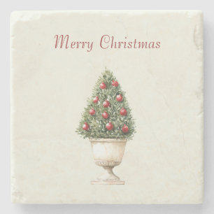 Pomegranate Tree Christmas Stone Coaster