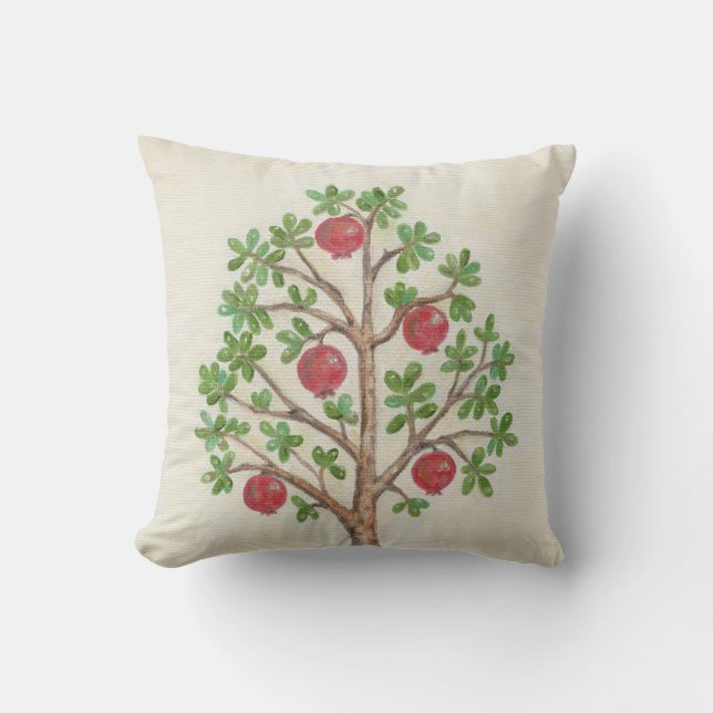 Pomegranate Tree throw pillow (Front)