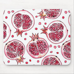Pomegranate watercolor and ink pattern mouse mat