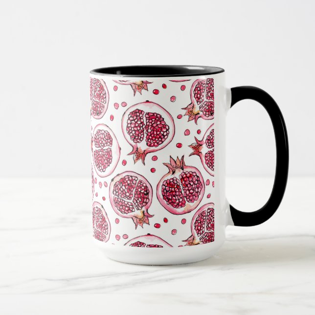 Pomegranate watercolor and ink pattern mug (Right)