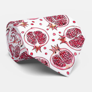 Pomegranate watercolor and ink pattern tie