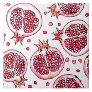 Pomegranate watercolor and ink pattern tile