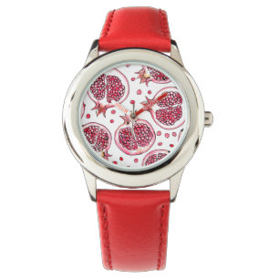 Pomegranate watercolor and ink pattern watch