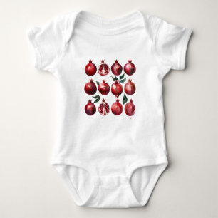 Pomegranate Watercolor Art Baby Bodysuit