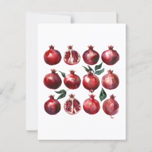 Pomegranate Watercolor Art Postcard
