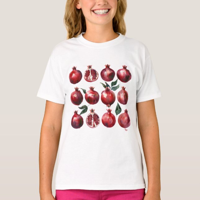 Pomegranate Watercolor Art T-Shirt (Front)