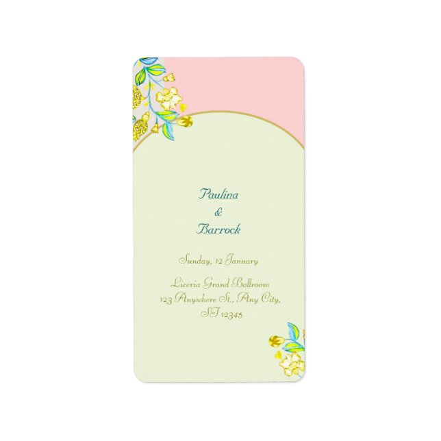 pomegranate wedding invitation label (Front)