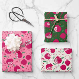 Pomegranate Wrapping Paper - Trio