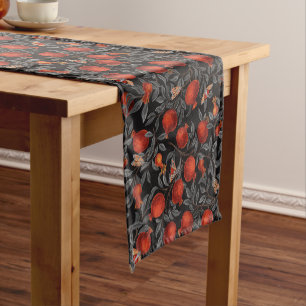 Pomegranates and Bella Moths in red and grey Short Table Runner
