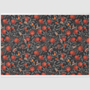 Pomegranates and Bella Moths in red and grey Tissue Paper