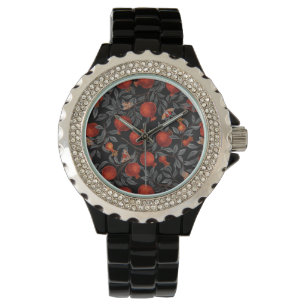 Pomegranates and Bella Moths in red and grey Watch