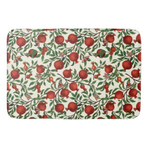 Pomegranates and Bella Moths on off white Bath Mat