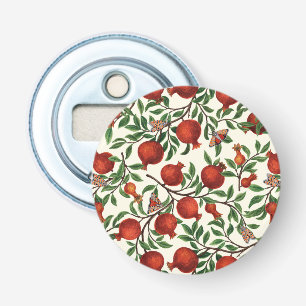 Pomegranates and Bella Moths on off white Bottle Opener