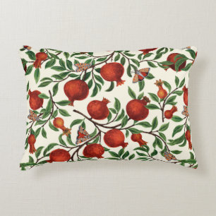 Pomegranates and Bella Moths on off white Decorative Cushion
