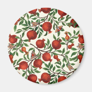 Pomegranates and Bella Moths on off white Magnet