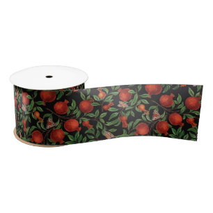 Pomegranates and Bella Moths Satin Ribbon